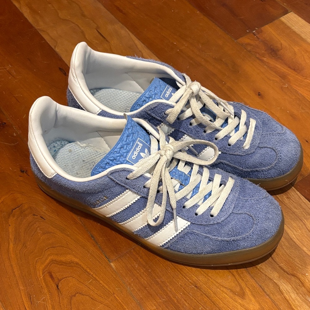 Adidas Gazelle Light Blue and White Sneakers